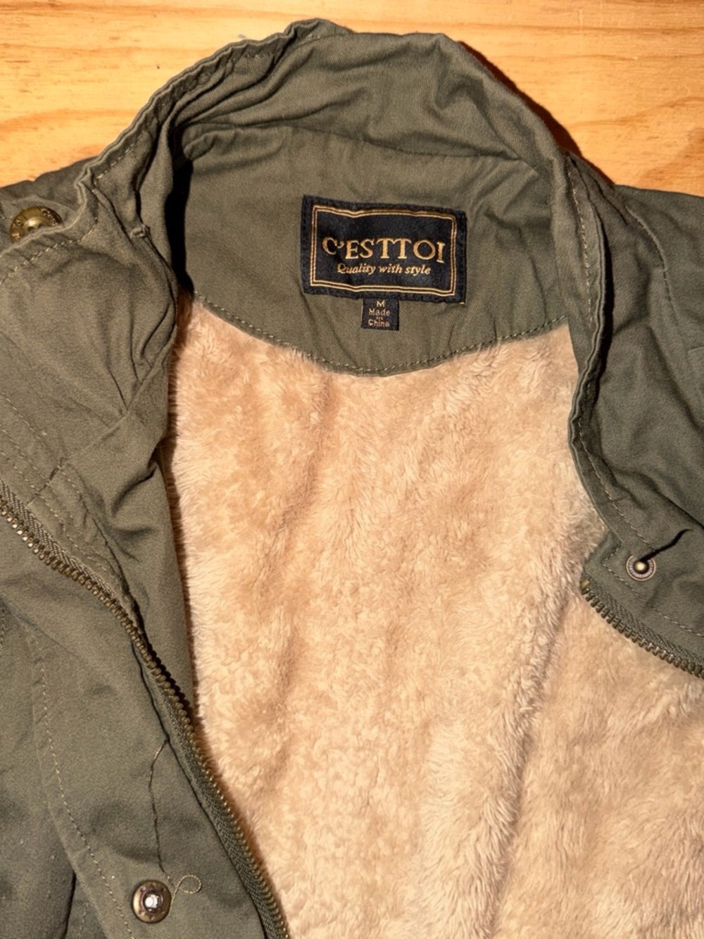 Women’s Olive Green Sherpa-Lined Jacket